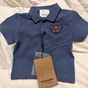 Burberry Kids Polo with Bear Patch in Blue